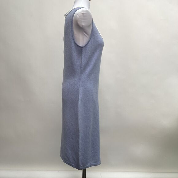 St. John Collection Sweater Dress Size 8 Light Blue White Sleeveless Wool Blend - Picture 6 of 10
